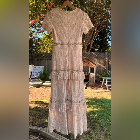 Just Me Tiered Ruffled Lace Maxi Dress Size S - Picture 3 of 5